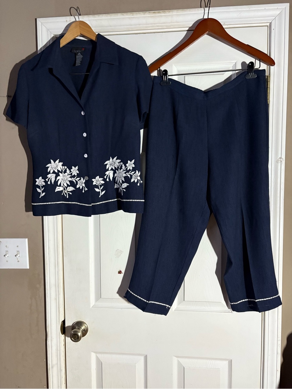 Scarlett Navy Textured Two-Piece Petite Set